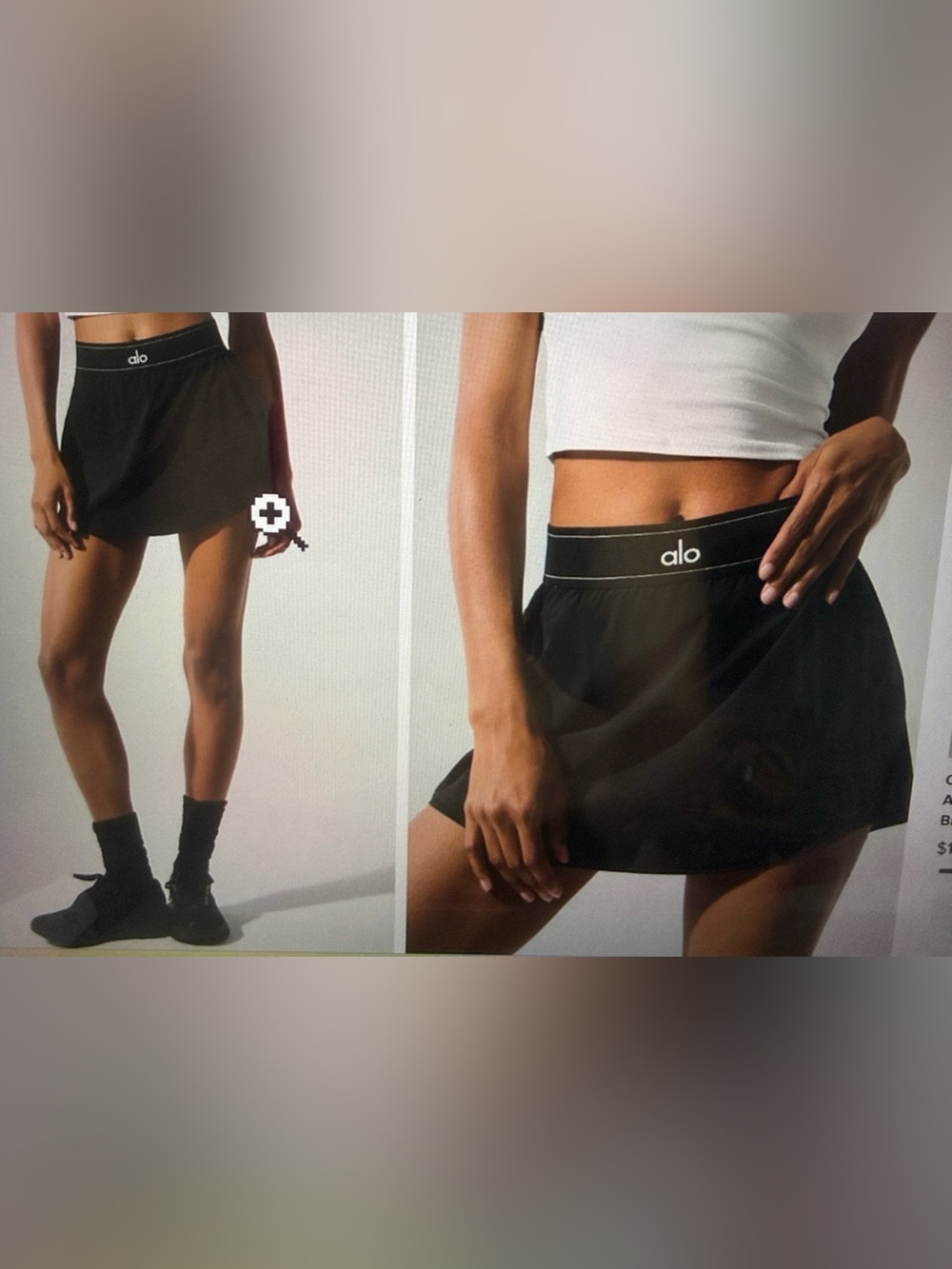 NWT ALO Yoga Black match point tennis Skirt with double Logo Waistband
